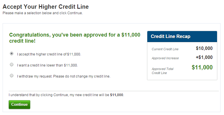 CapitalOne Credit Line Increase Request Results
